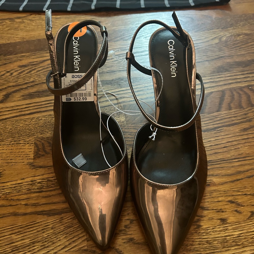 Calvin Klein Women's Shiny Bronze Heels